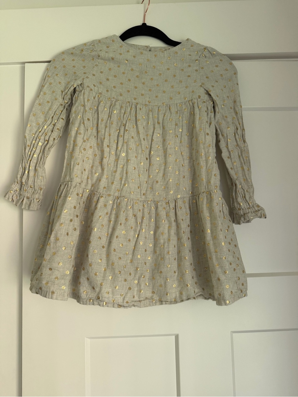 Mini Boden Cream Dress with Gold Dot Shine